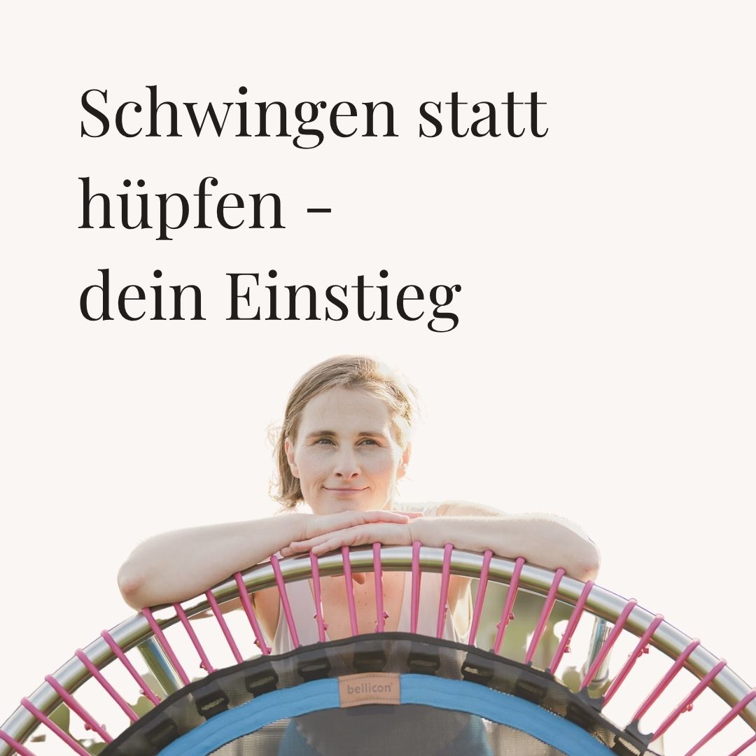 Marianne Brenninger am bellicon® Minitrampolin im Freien. Bildtitel: Schwingen statt hüpfen - dein Einstieg.